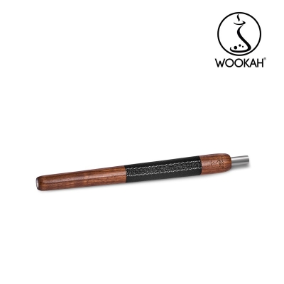 Wookah Mouthpiece Walnut Black Leather - Луксозен дървен накрайник 