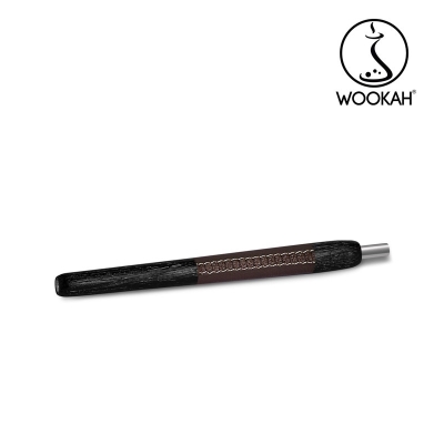 Wookah Mouthpiece Black Nox Brown Leather - Луксозен дървен накрайник