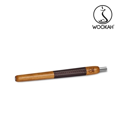 Wookah Iroko brown leather - Луксозен дървен накрайник за наргиле 